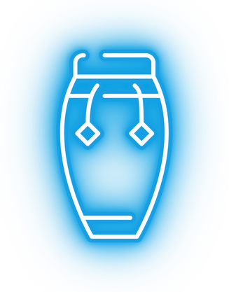 Neon blue bongo drum icon